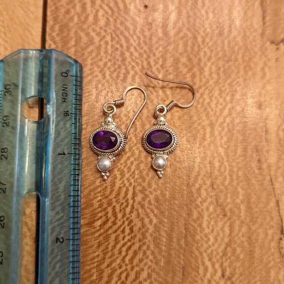 Sterling silver amethyst earrings - Picture 2 of 5